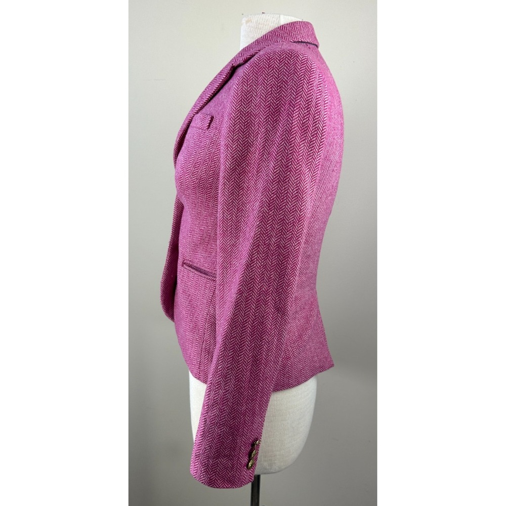 J.Crew Pink Herringbone Blazer Size 2 Gold Buttons Professional Work Office Wear - Picture 10 of 12